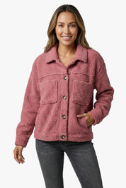 Women's Fluffy Jacket with Button-Up Front
