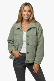 Women's Fluffy Jacket with Button-Up Front