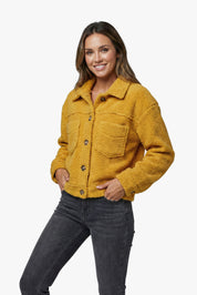 Women's Fluffy Jacket with Button-Up Front