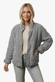 Women's Oversized Quilted Jacket with Zip-Up Front